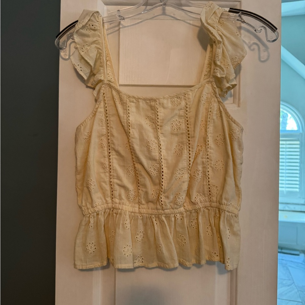 BP Cream Eyelet Ruffle Sleeve Blouse